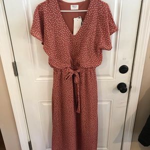 Mauve and polka dot dress. New with tags